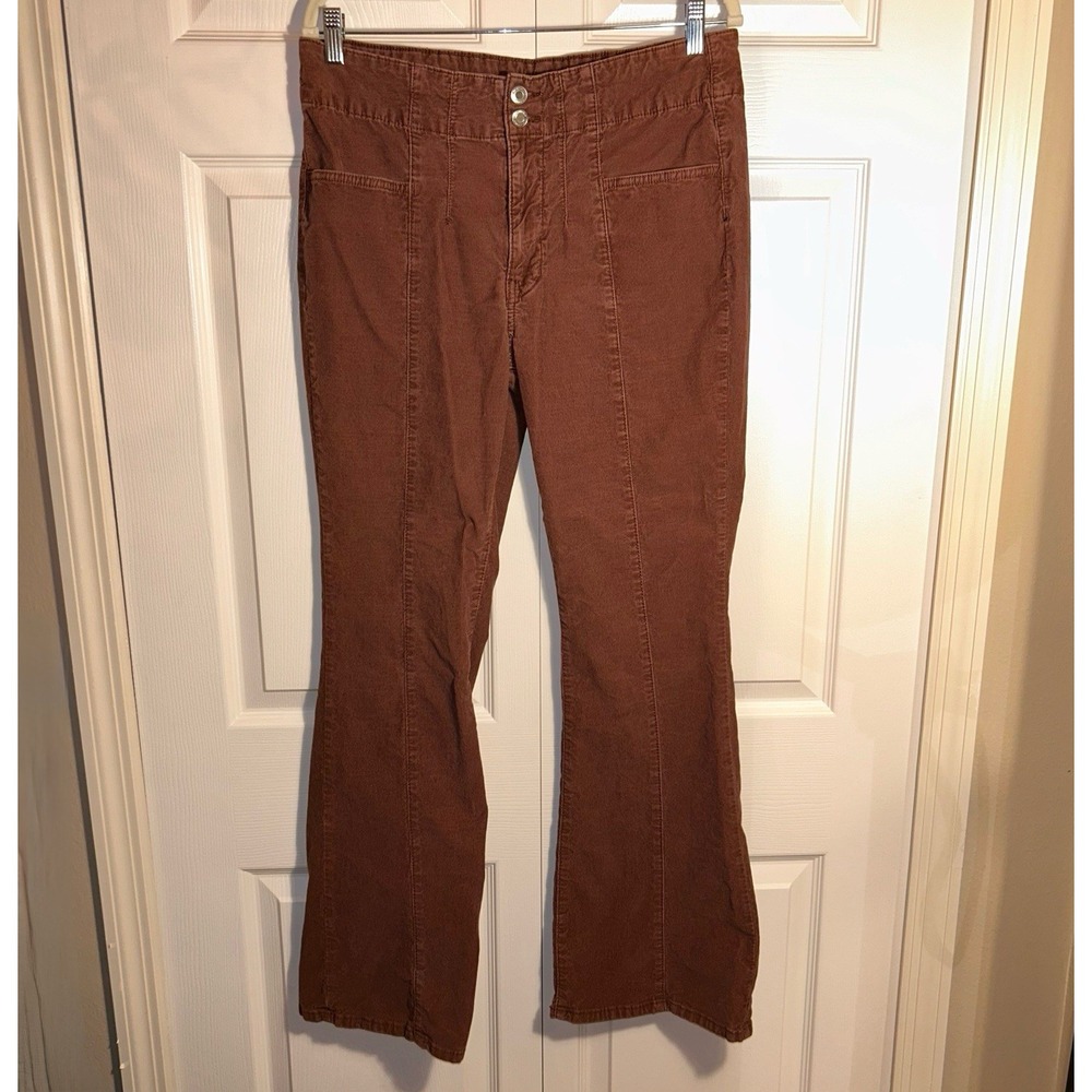 Vintage Womens Brown Corduroy Pants Slight Flare Bootcut Size 16 Fall